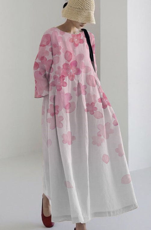 Dames Herfstbloemen V-hals Jurk - Elegant & Modern