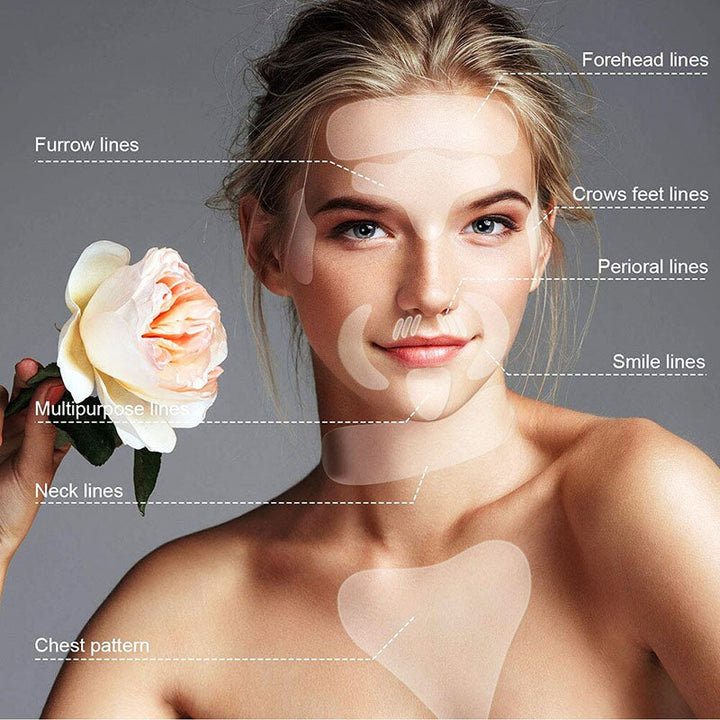 Anti-rimpel patches set voor dames. Silicone huidverzorging, gezichtsverjonging en beauty tegen lijntjes.