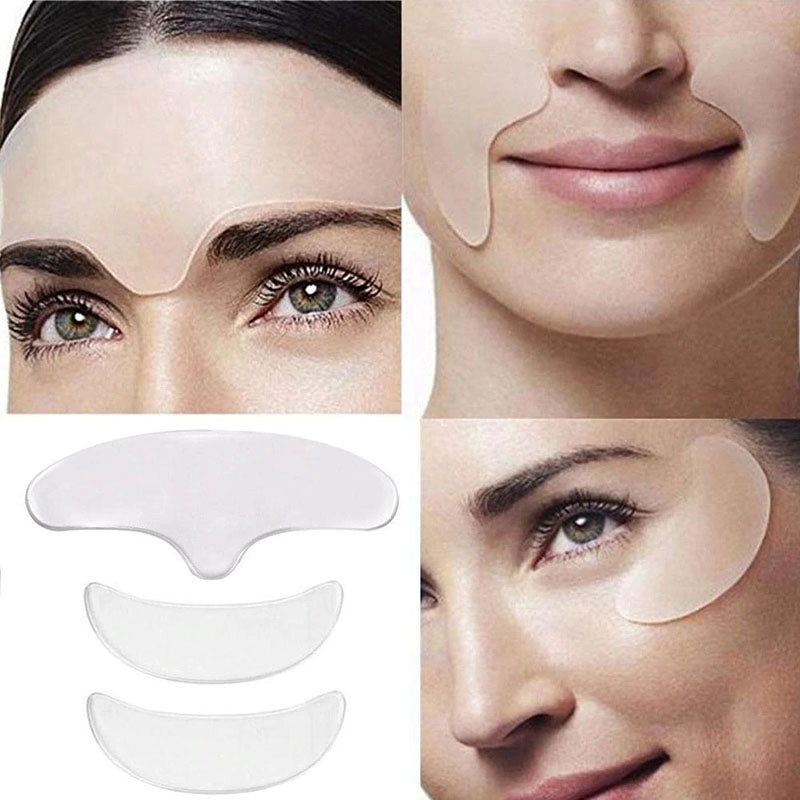 Siliconen anti-aging patches voor gezichtsverzorging. Herbruikbaar en effectief tegen rimpels.