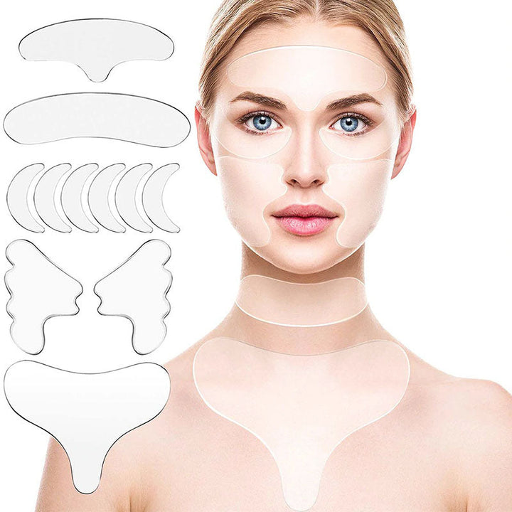 Luxe anti-aging set met 11 silicone patches voor een stralende, rimpelvrije huid van dames.