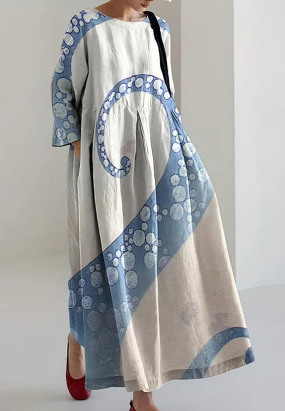Dames Herfstbloemen V-hals Jurk - Elegant & Modern