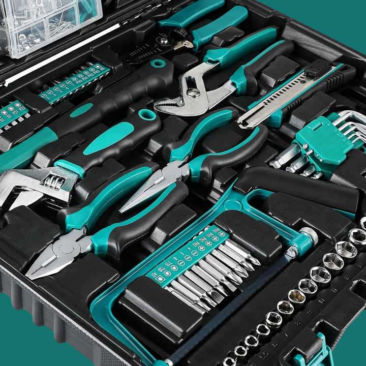 Universele gereedschapskist, 198 delig, ergonomisch, ideaal voor doe-het-zelf projecten en autoreparaties