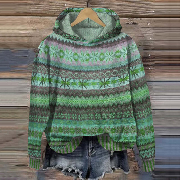 Gezellige Vintage Hoodie met Noors Patroon voor Dames