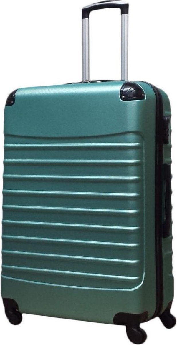 Betrouwbare 2-delige groene hardcase reiskofferset (XL & S) voor veilige bagage tijdens elke reis.