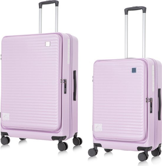 Functionele 2-delige harde kofferset, unisex, met laptopvak en stevige constructie voor duurzaamheid.