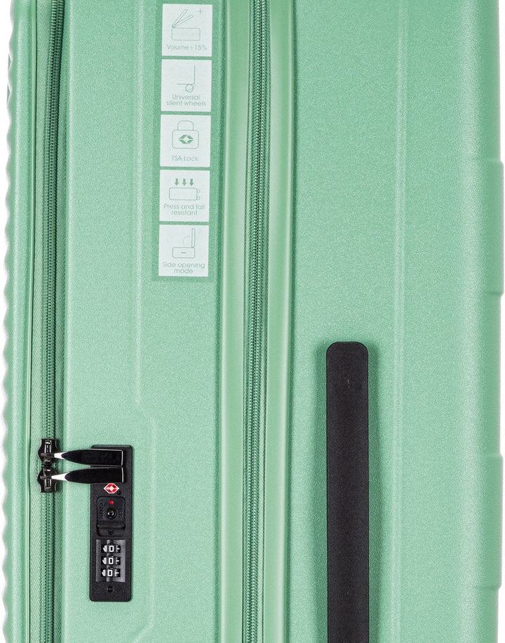 Harde schaal kofferset met geïntegreerd laptopvak, optimale bescherming voor je elektronica op reis.