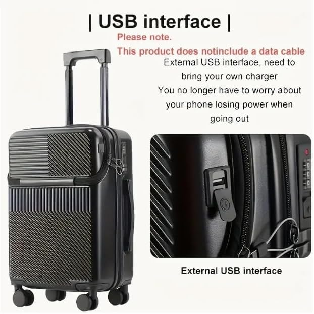Compacte handbagagekoffer met sterk TSA-slot, harde schaal en ingebouwde USB-poort. Veilig en modern reizen.