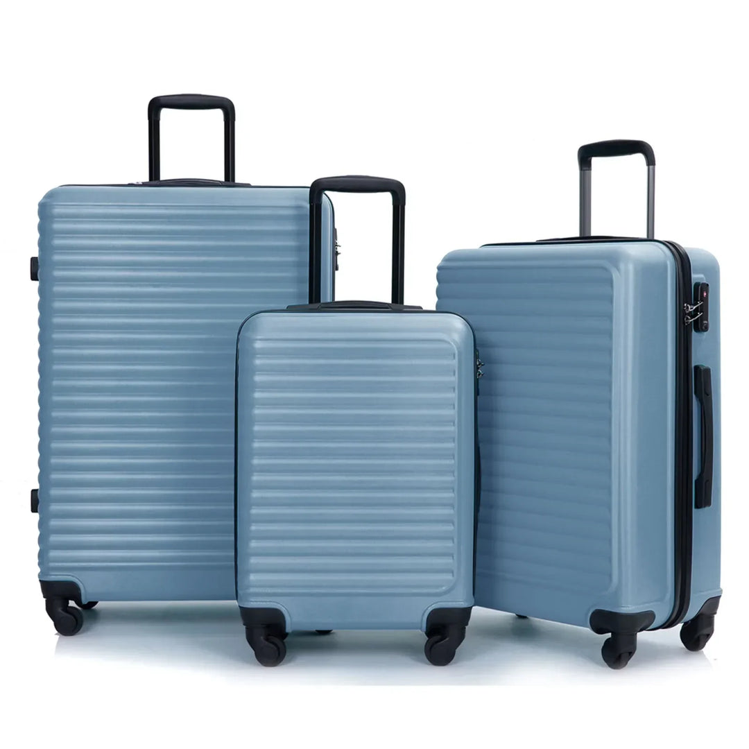 3-delige blauwe harde ABS kofferset 'Belgrado' met spinnerwielen en TSA slot, ideaal voor al uw reizen.