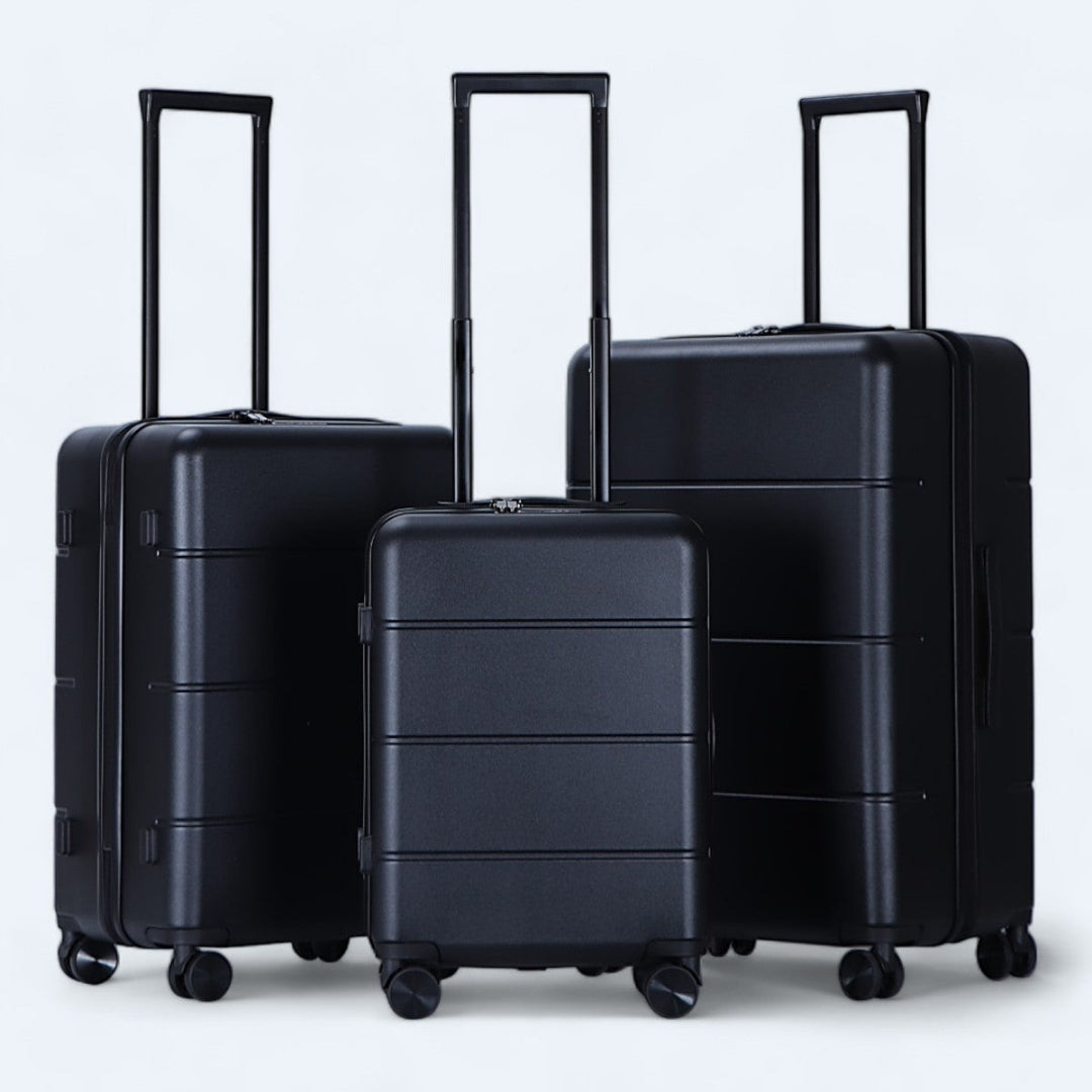3-delige harde kofferset Atlas Explorer, ideaal voor duurzaam en flexibel reizen.