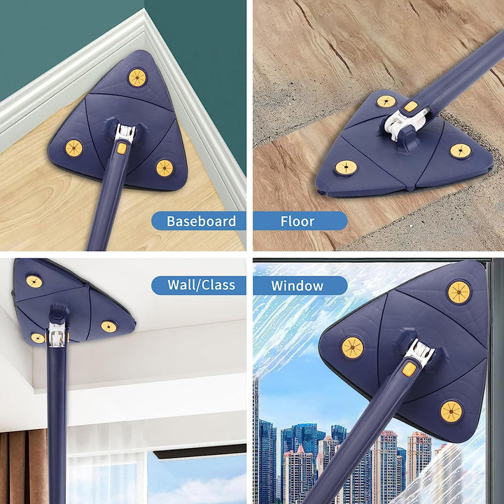 Handige schoonmaak mop met 360° draaibare kop en verstelbare steel voor alle vloertypes.