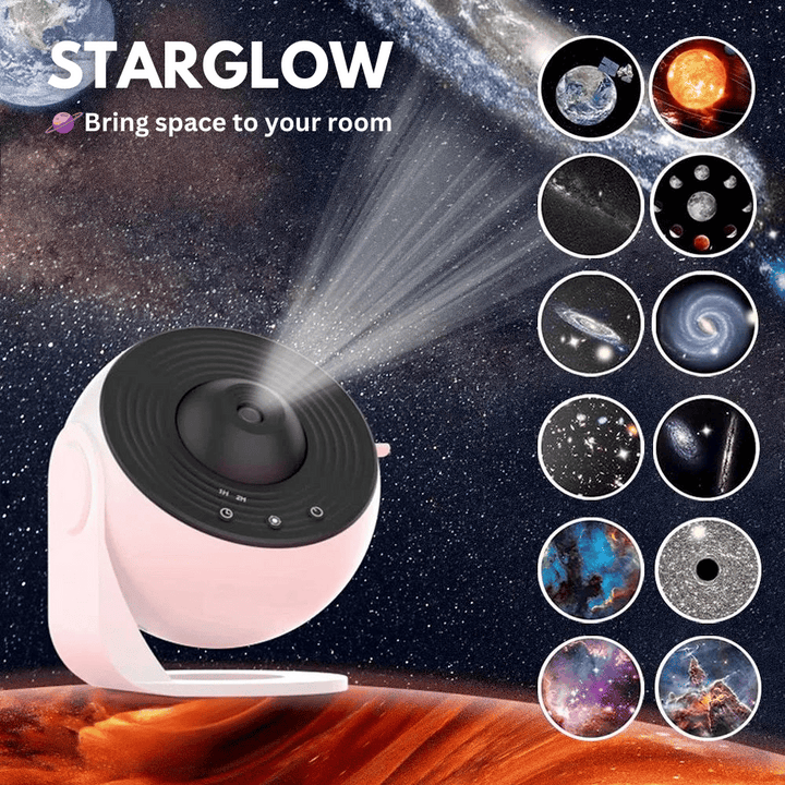 360° Planetarium Projector toont dynamische sterrenhemel en sterrenstelsels, transformeert de kamer in een ontspannende sterrenzee.