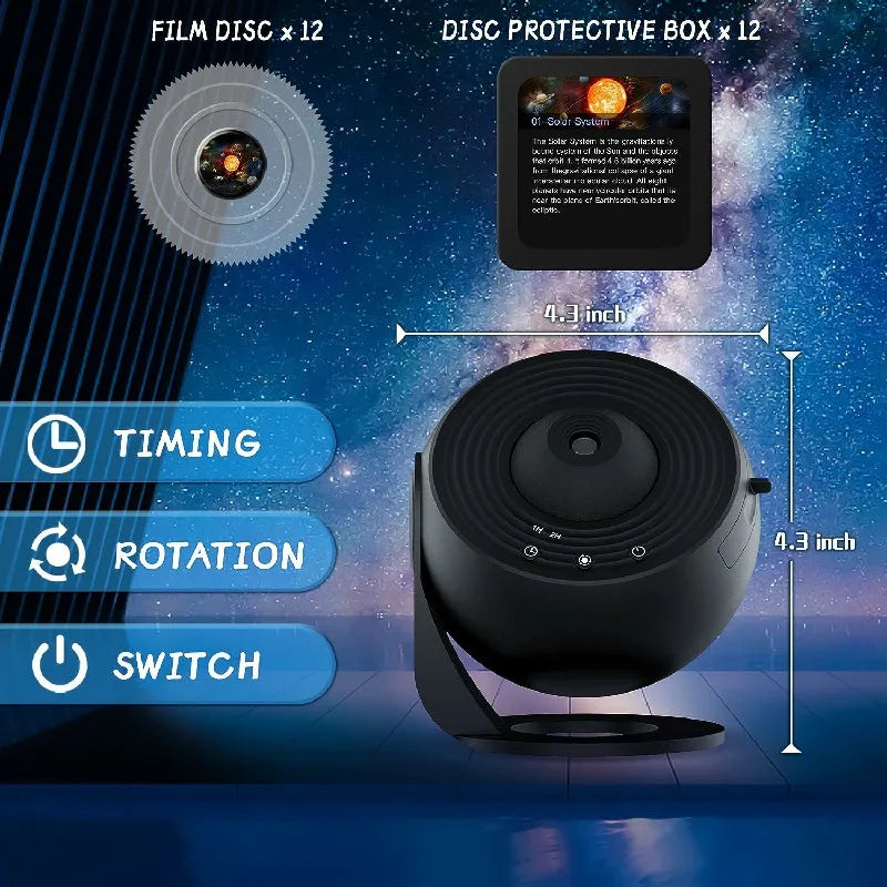 360° Planetarium Projector toont dynamische sterrenhemel en sterrenstelsels, transformeert de kamer in een ontspannende sterrenzee.