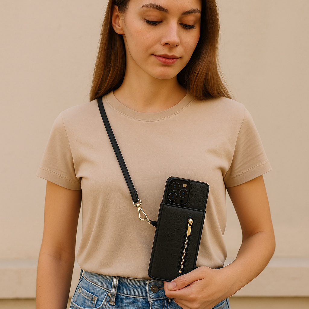 3-in-1 telefoonhoesje voor dames met kaart- en muntvak, schoudertas, stijlvol, praktisch, cross-body met afneembare riem en magnetische sluiting