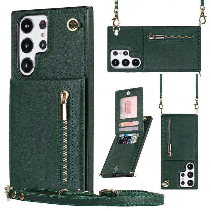 3-in-1 telefoonhoesje voor dames met kaart- en muntvak, schoudertas, stijlvol, praktisch, cross-body met afneembare riem en magnetische sluiting