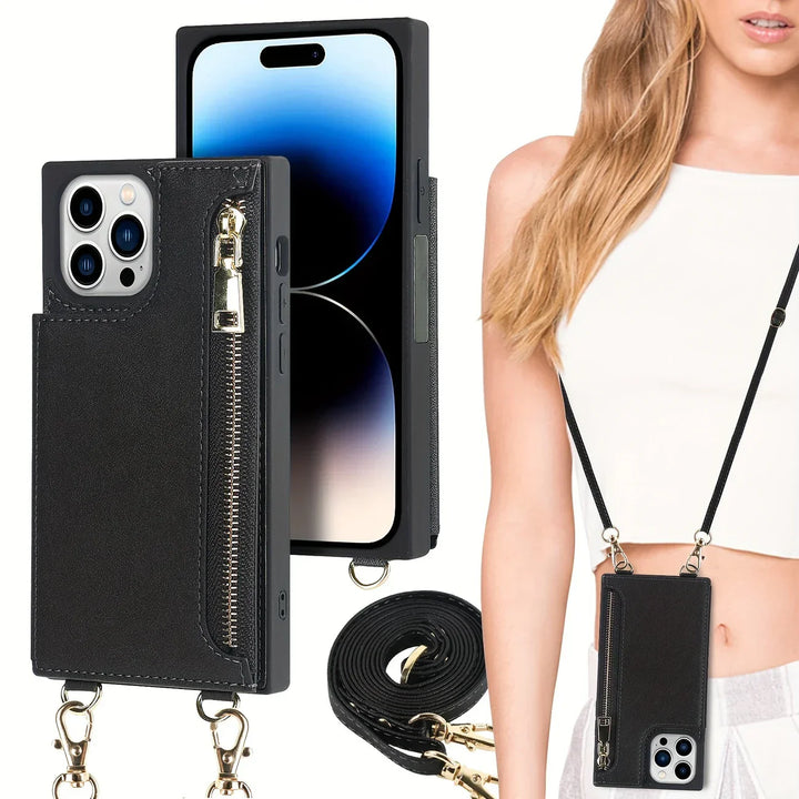 3-in-1 telefoonhoesje voor dames met kaart- en muntvak, schoudertas, stijlvol, praktisch, cross-body met afneembare riem en magnetische sluiting