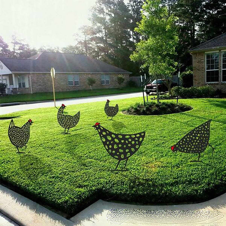 Kippen tuinstekers, acryl gazondecoratie voor een vrolijke touch in elke tuin.
