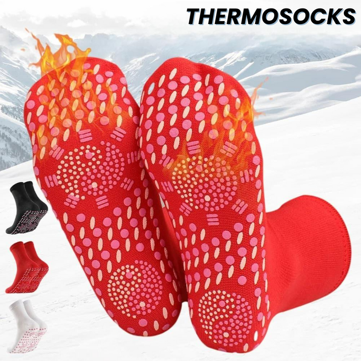 4-delige set thermosokken in Gloeiend Rood, Fluweel Zwart, Sneeuw Wit, zelfverwarmend voor koude winterdagen, elastisch en winddicht