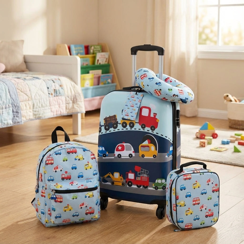 5-delige kinderreisset Traveltot, perfecte kinderbagage en vakantie set voor jonge reizigers. Inclusief koffer & rugzak.