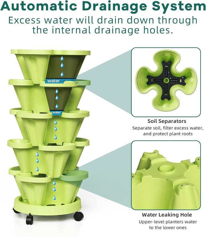 6-laags verticale plantentoren, ruimtebesparend systeem voor bloemen, kruiden, groenten, modern tuin-, balkondesign