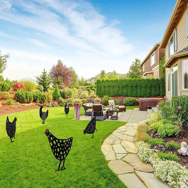 Gazondecoratie met acryl kippen tuinstekers. Voeg speelse charme toe aan je tuin.