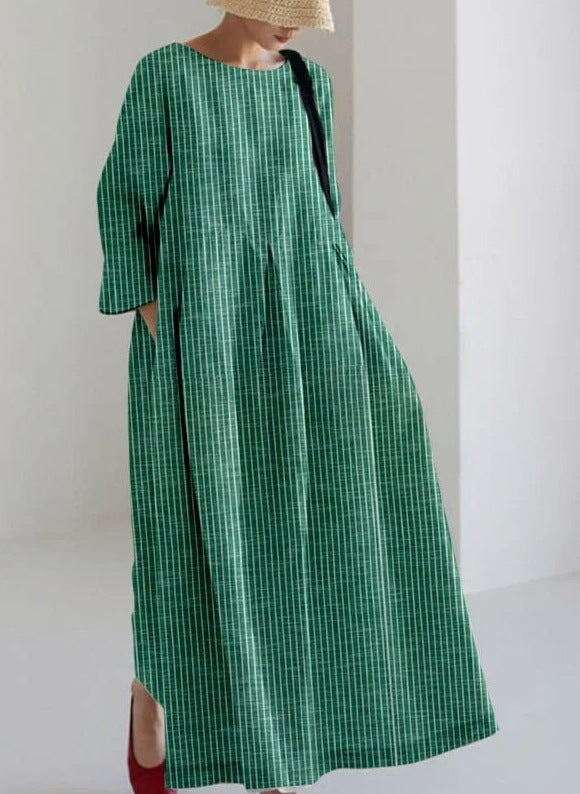 Dames Herfstbloemen V-hals Jurk - Elegant & Modern