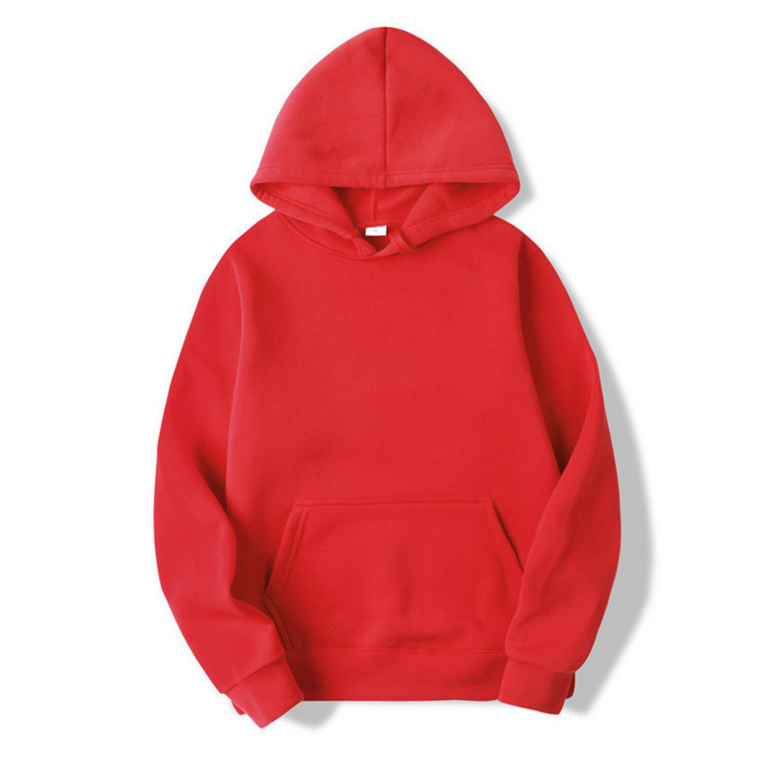 Rode heren hoodie, mouw en elastische boord detail