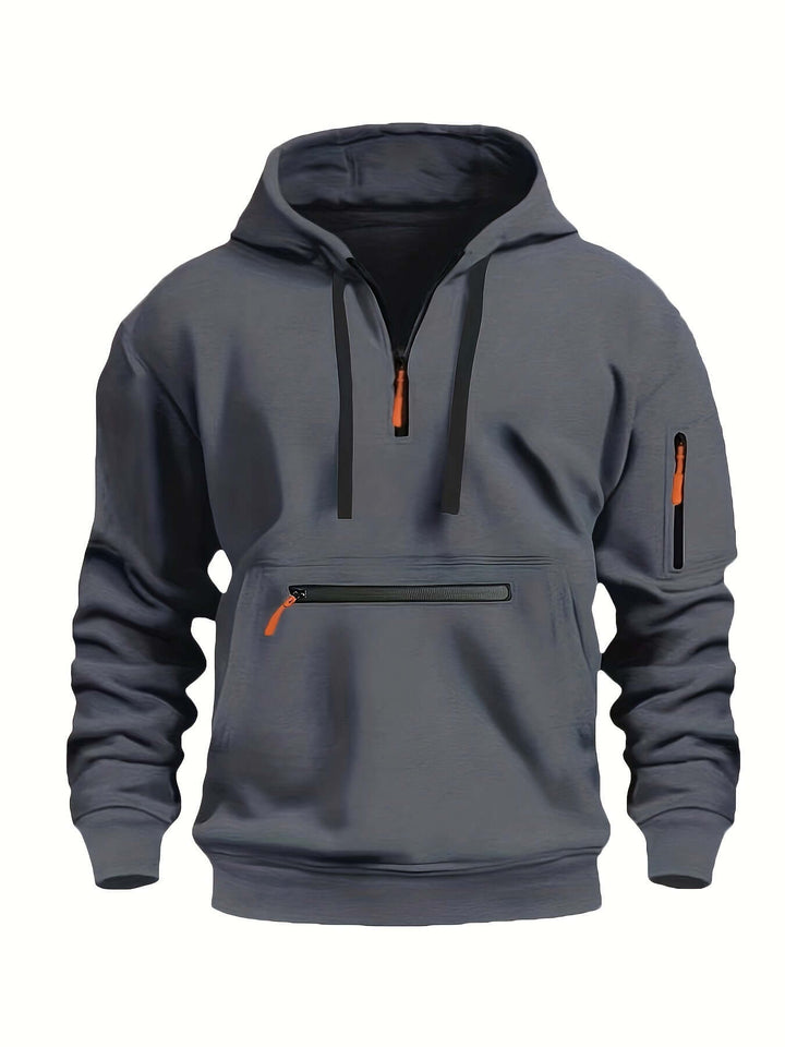Heren Comfortabele Hoodie met Halve Rits