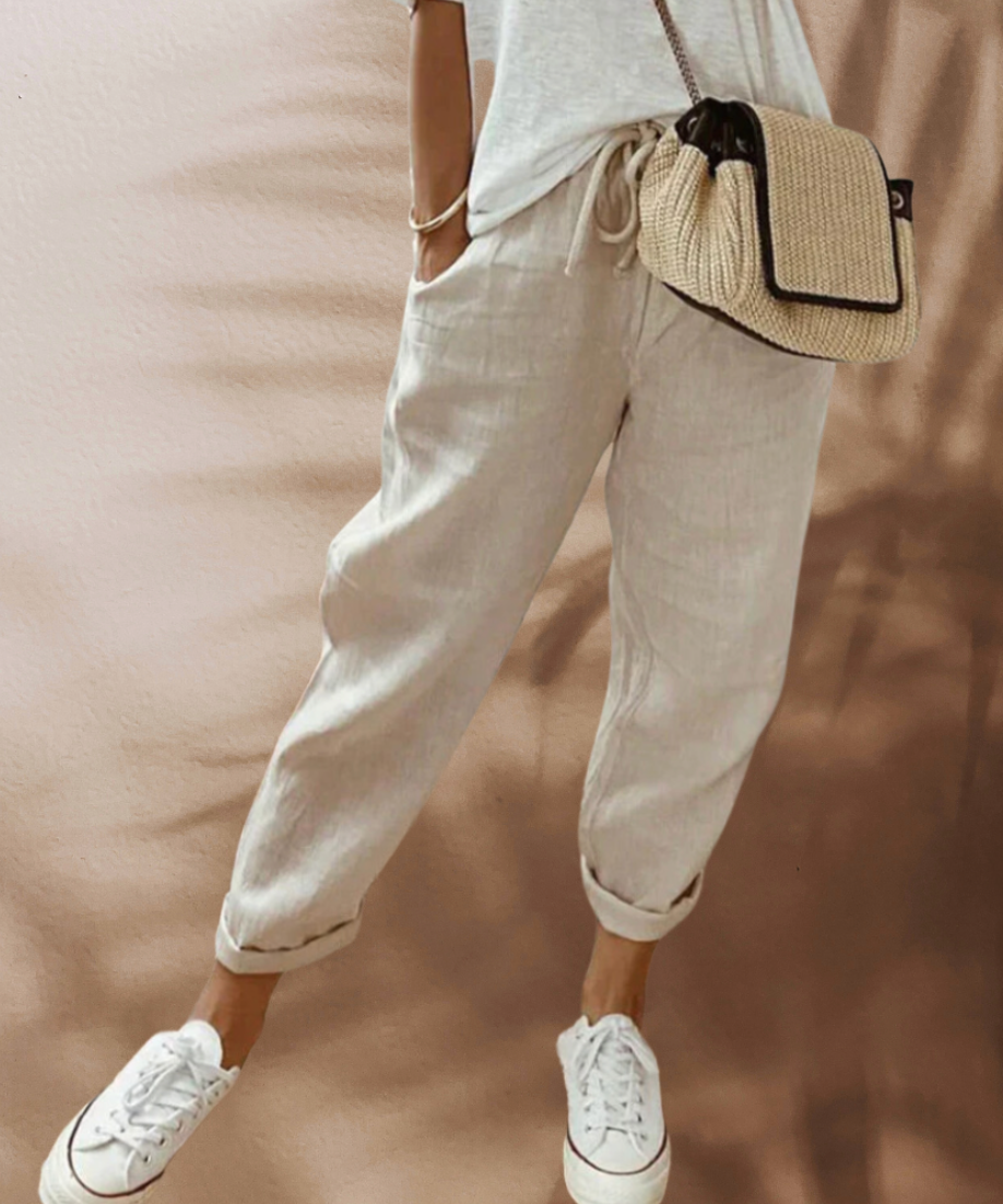 Dames zomerbroek in beige tint, casual en comfortabel