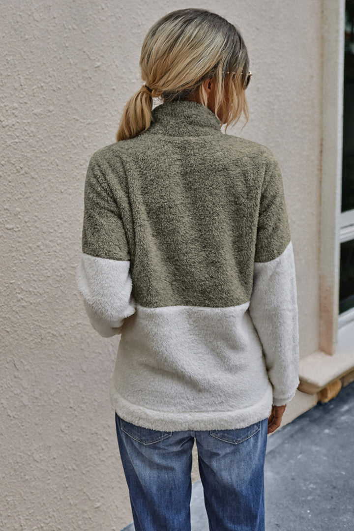 Dames Top met Rits en Kleurblokken