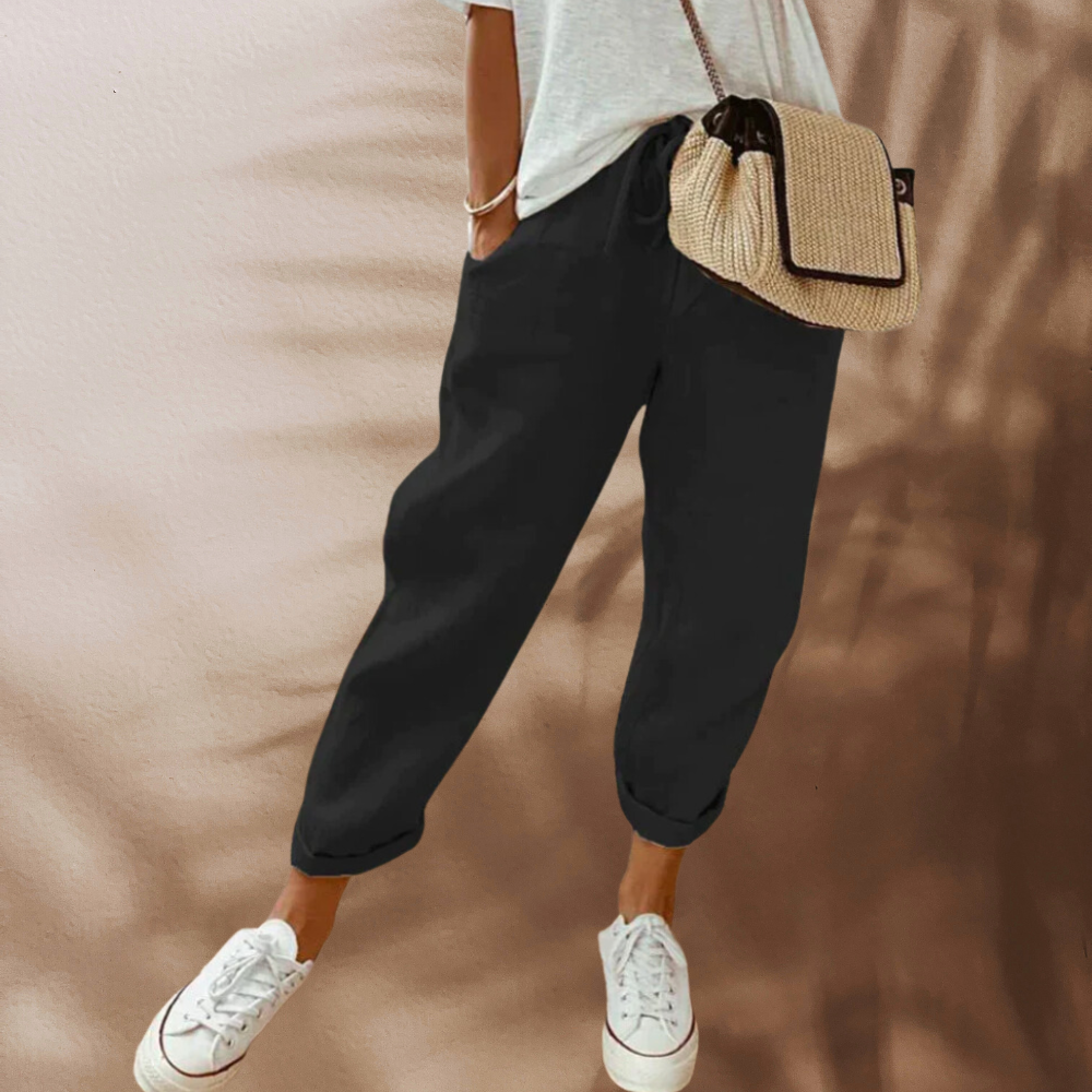 Stijlvolle zwarte casual broek voor dames, perfect voor de zomer