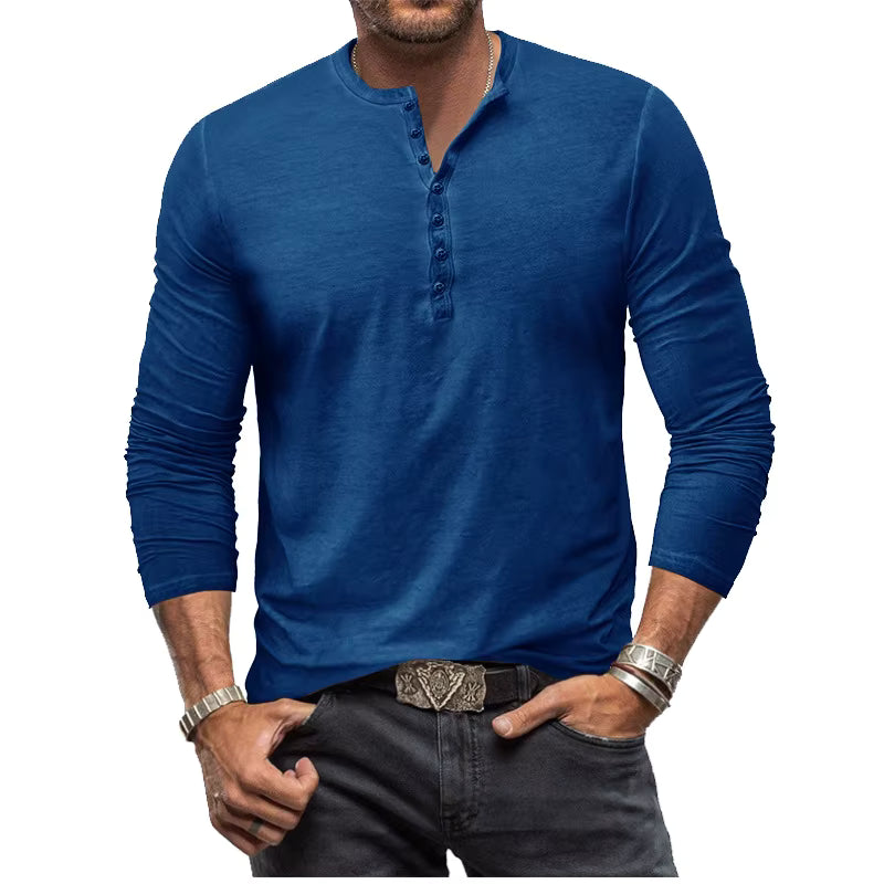 Heren Henley Shirt met Lange Mouwen | Casual Comfort