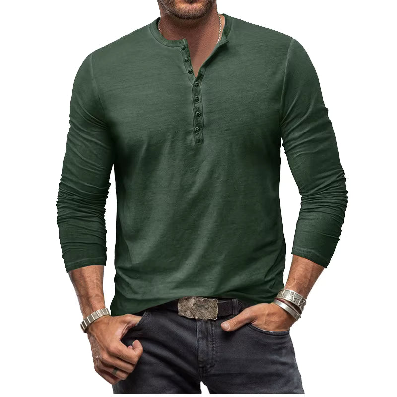 Heren Henley Shirt met Lange Mouwen | Casual Comfort