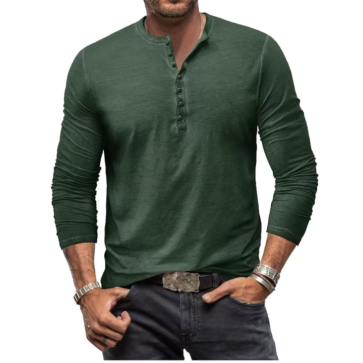 Heren Henley Shirt met Lange Mouwen | Casual Comfort