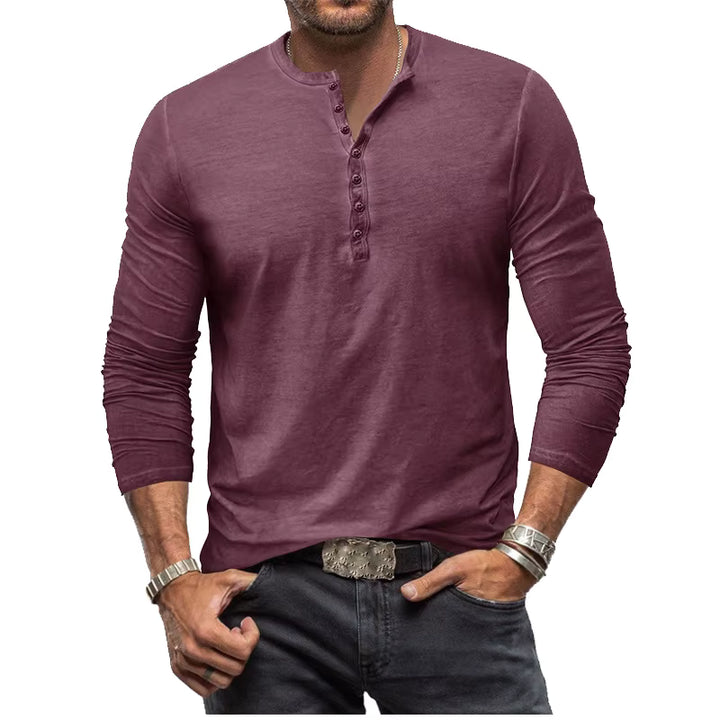 Heren Henley Shirt met Lange Mouwen | Casual Comfort