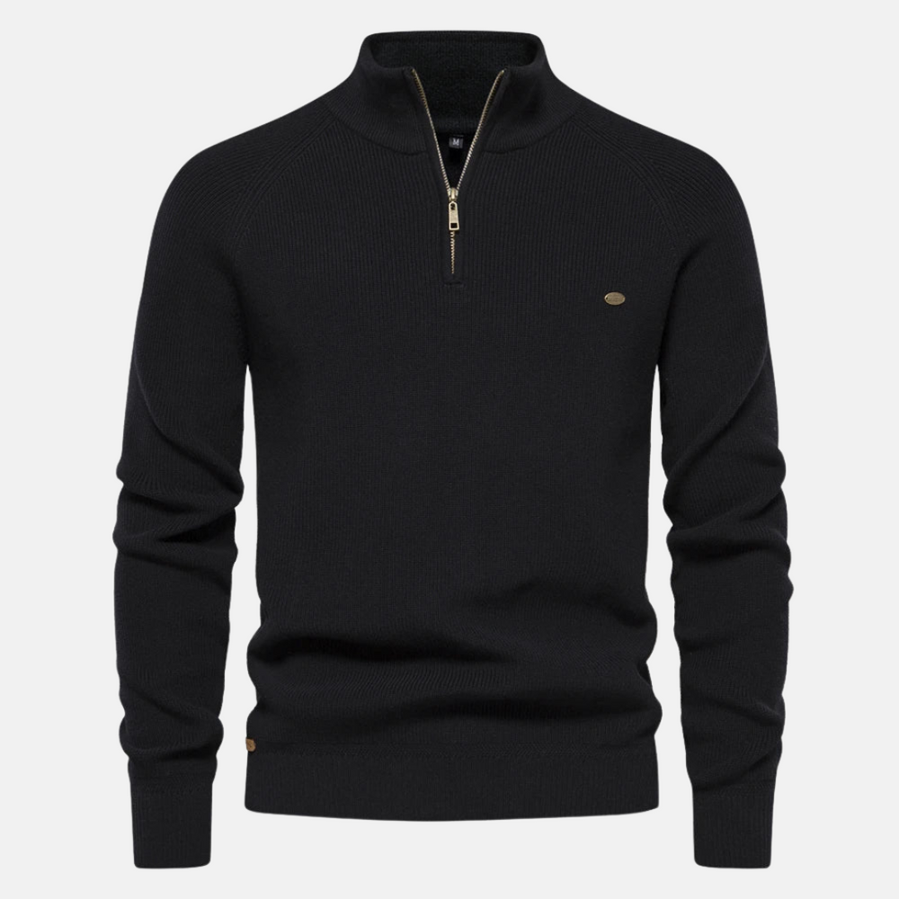 Comfortabele casual heren pullover met half-zip sluiting en ribdetails, perfect voor dagelijks gebruik.