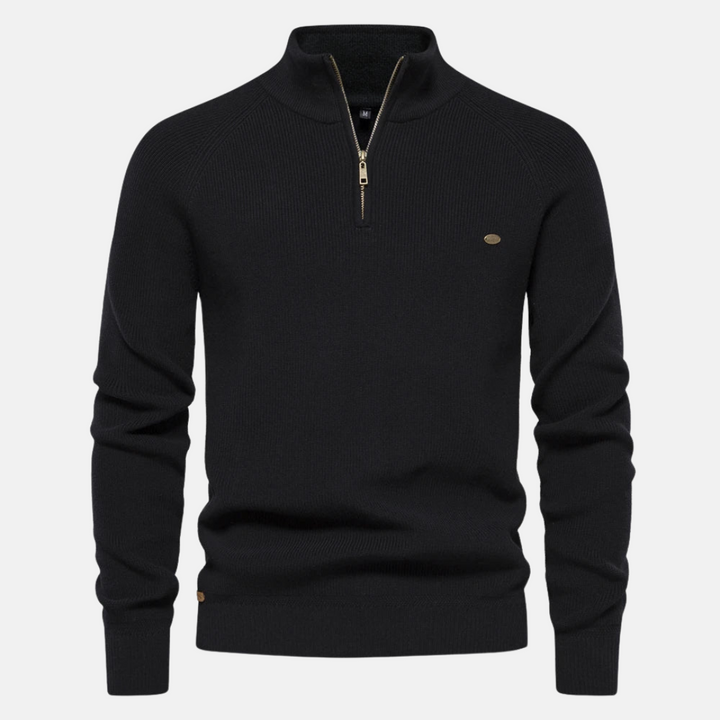 Comfortabele casual heren pullover met half-zip sluiting en ribdetails, perfect voor dagelijks gebruik.