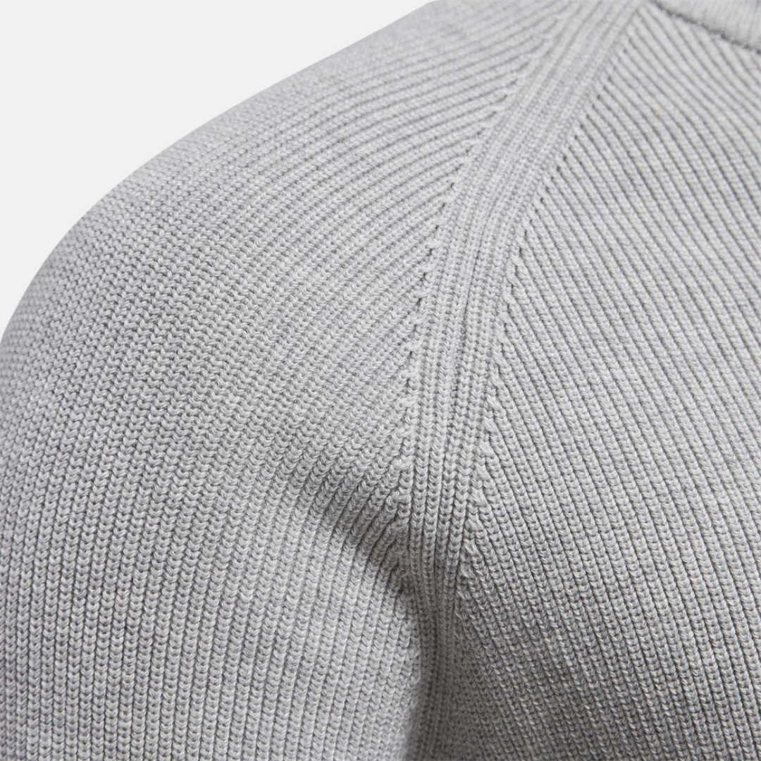 Trendy herfst/winter half-zip sweater voor mannen, met ribgebreide mouwen voor een moderne look.