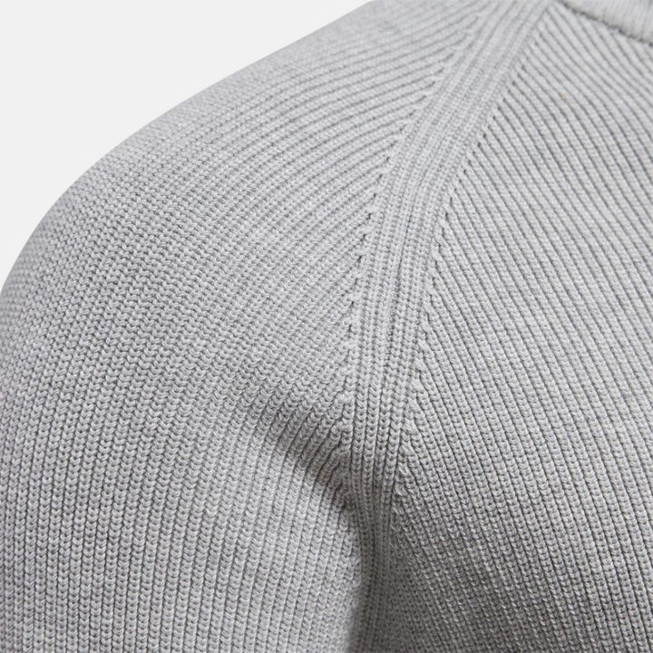 Trendy herfst/winter half-zip sweater voor mannen, met ribgebreide mouwen voor een moderne look.