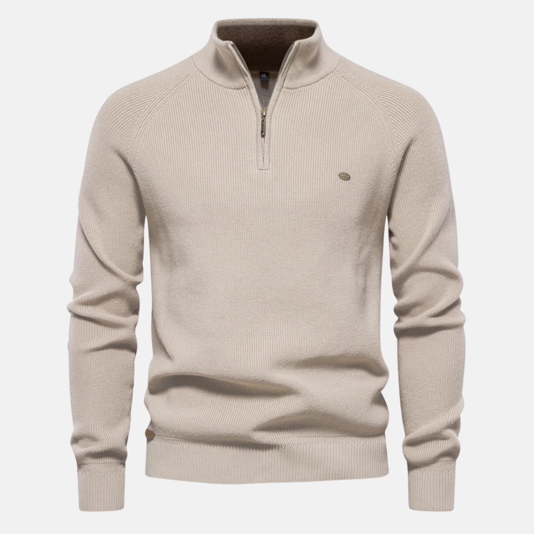 Veelzijdige heren half-zip pullover, ribgebreid voor extra stijl en comfort, perfect voor mannen.