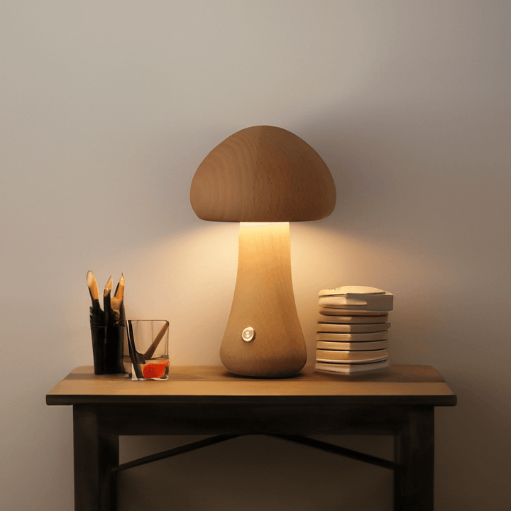 Houten Paddenstoel LED Nachtlampje