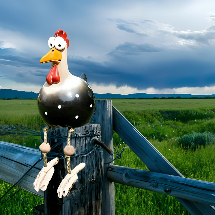 Decoratieve kip met grote ogen voor de tuin