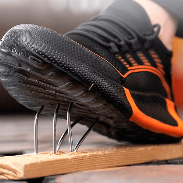 Zwarte ademende lichte veiligheidsschoen, bovenaanzicht