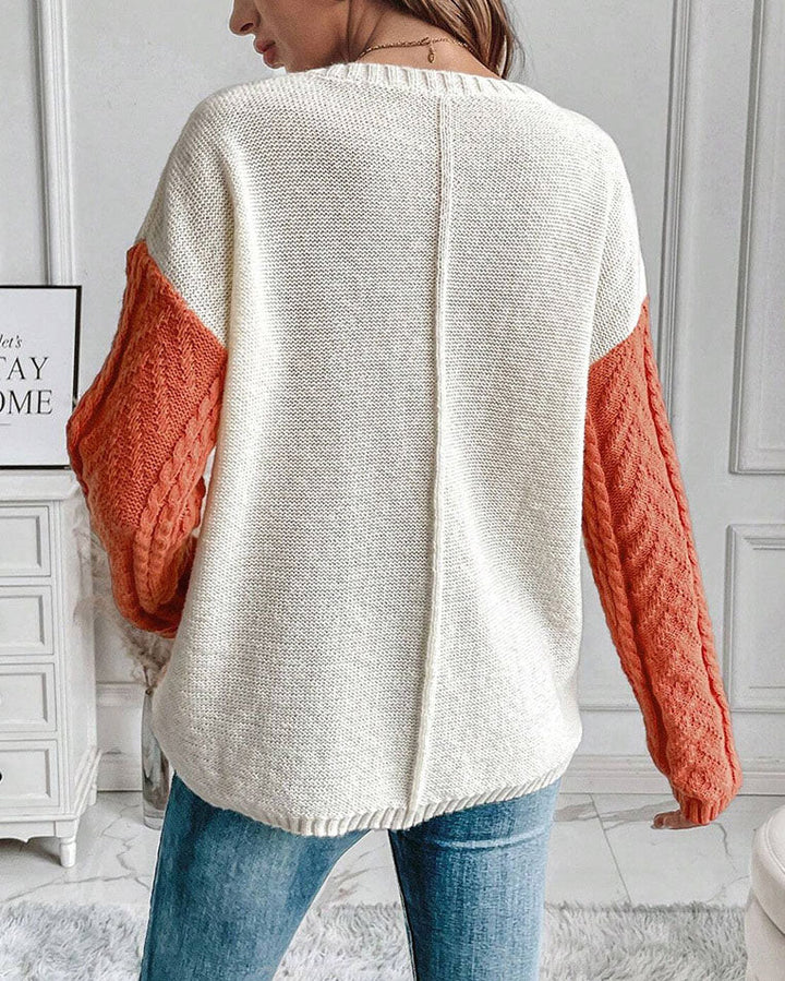 Dames Kabelgebreide Top met Kleuraccent