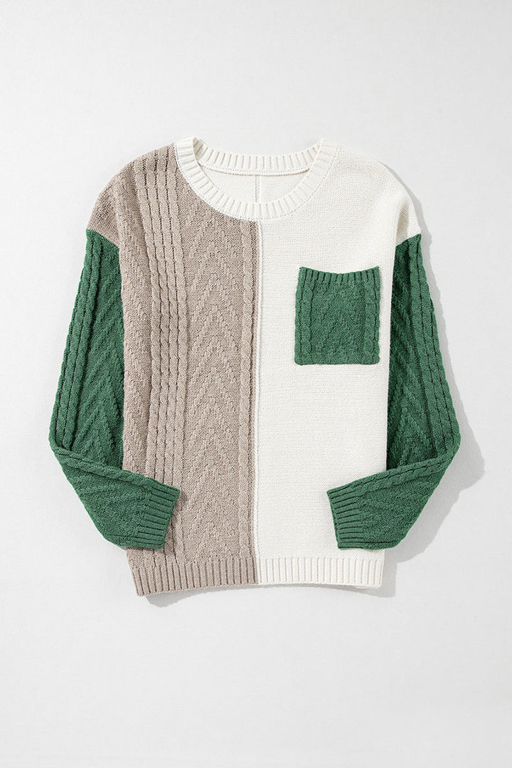 Dames Kabelgebreide Top met Kleuraccent