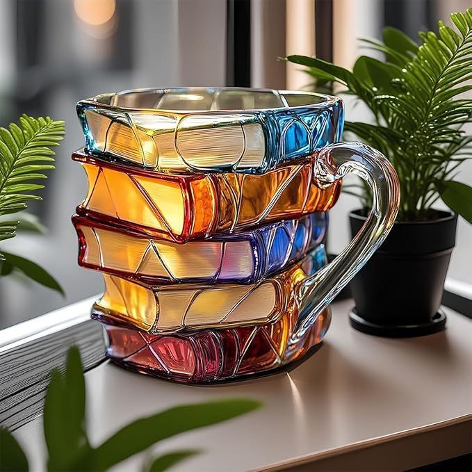 Literaire koffiekop met uniek 3D-boekenontwerp, handgemaakt voor de echte boekenliefhebber. Keramiek keukengerei.