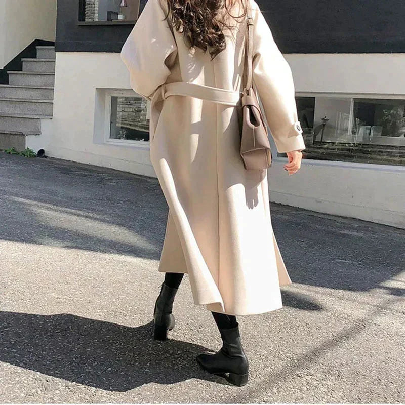 Dames Trendy Lange Trenchcoat
