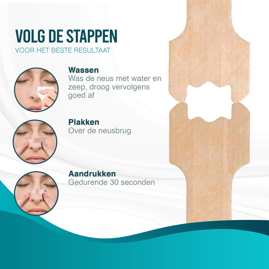 AirFlow ademhalingsstrips (100) tegen snurken en verstopte neus, voor diepe, rustgevende slaap en welzijn.