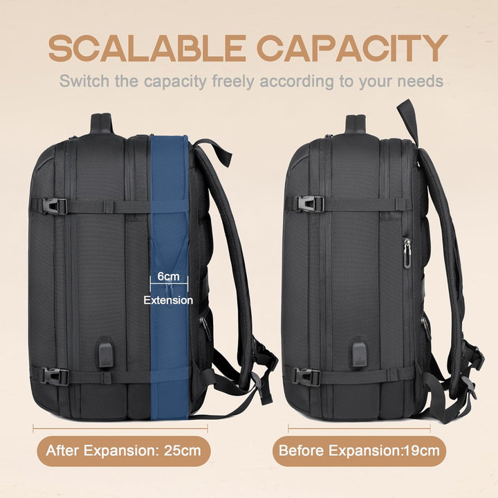 Antidiefstal laptoprugzak (17") met USB-poort; 40L uitbreidbaar, waterdicht AirVoyage voor veilig reizen.