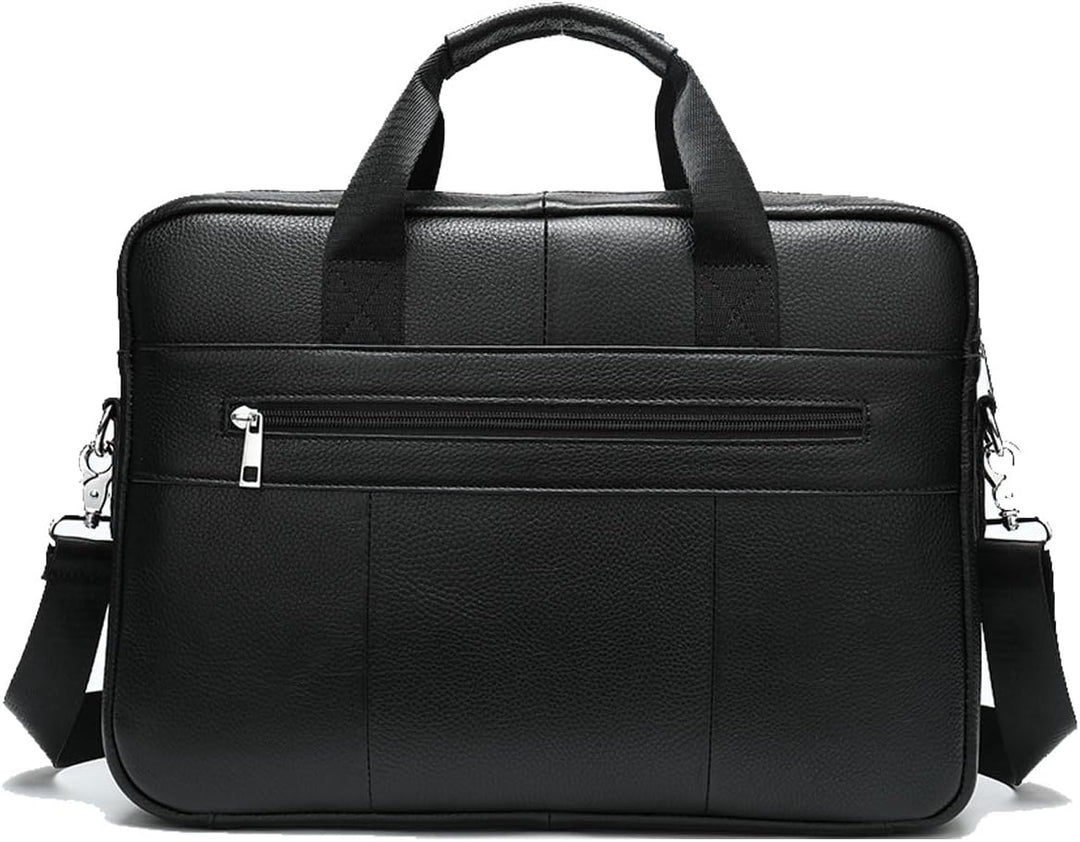 Premium koeienleren 15 inch laptoptas met organizer, functioneel voor elke professional.