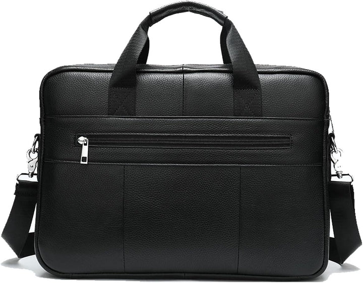 Premium koeienleren 15 inch laptoptas met organizer, functioneel voor elke professional.
